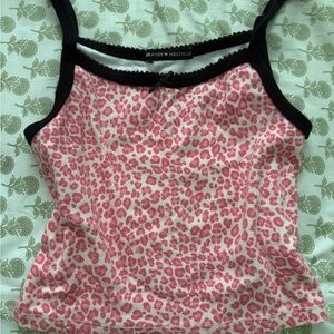 Brandy Melville Pink and Black Leopard Print Top